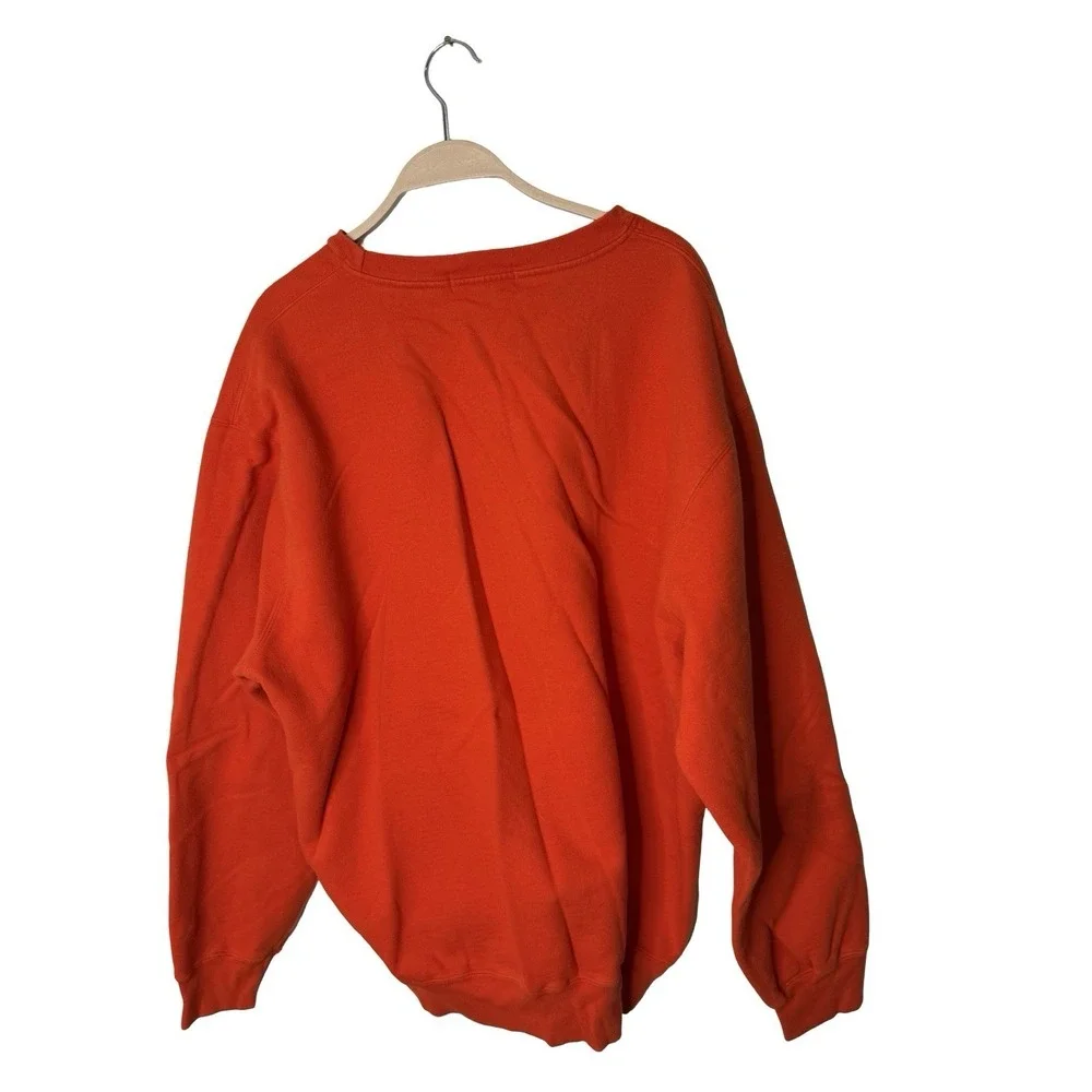 Polo Ralph Lauren‎ Mens XL Orange Fleece Crewneck Sweatshirt Pullover Pony Logo